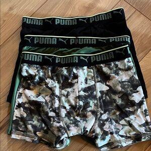 PUMA Boxer Briefs - Black, Green, and Gray. 3 pair. New, washed but never worn.